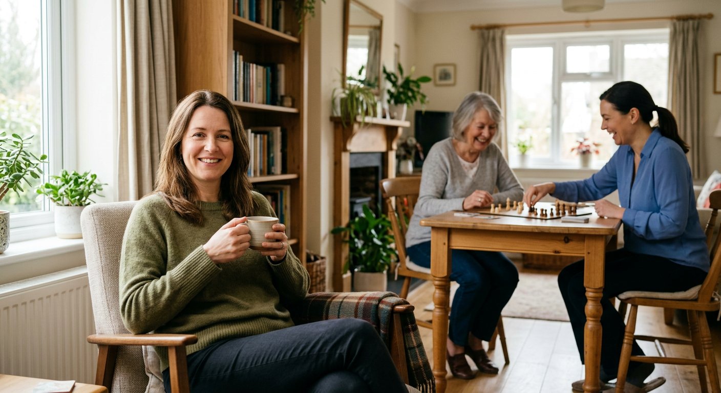 Family enjoying a peaceful respite moment at home